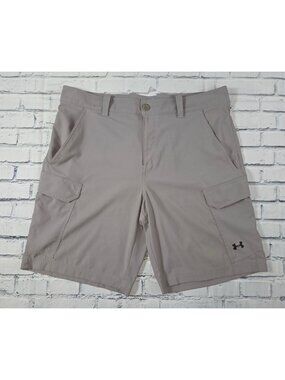 Under Armour HeatGear Loose Fit Cargo Shorts Size 38 Gray Lightweight Durable